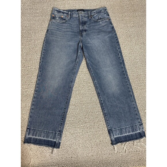 lucky brand jeans womens 10/30 90s Loose Hi Rise Crop Button Fly Distressed - Picture 1 of 9